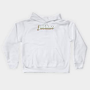 Jackass - Retro Rainbow Typography Faded Style Kids Hoodie